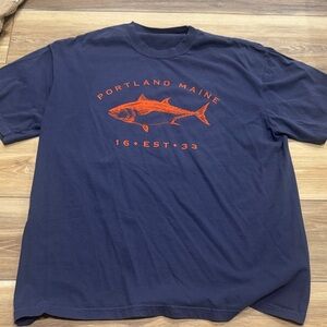 Portland Maine Navy Blue Fish Graphic T-Shirt